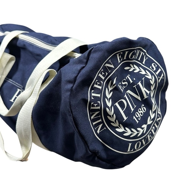 NEW Victoria's Secret PINK Duffle Bag Navy Zipper Top Double Handle - Picture 6 of 6